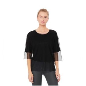 ALO Yoga Black Mesh Sleeve Tee